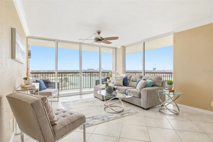 Main living area with water views