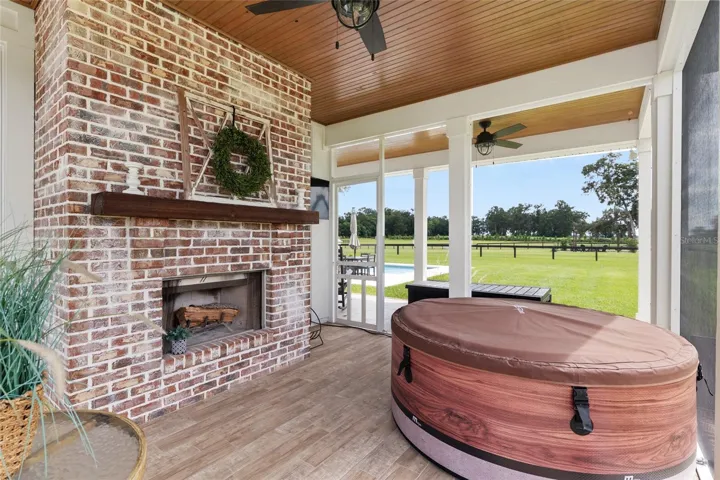 Complete with wood burning fireplace.