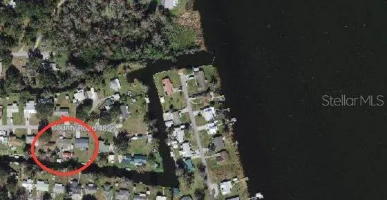 aerial view from home to lake.