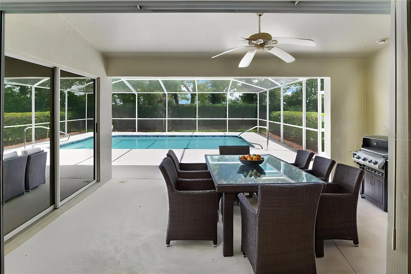 Pool area virtually staged
