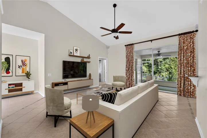 Virtually staged family room