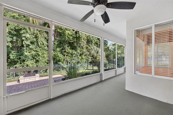 Enclosed porch entrance off family room