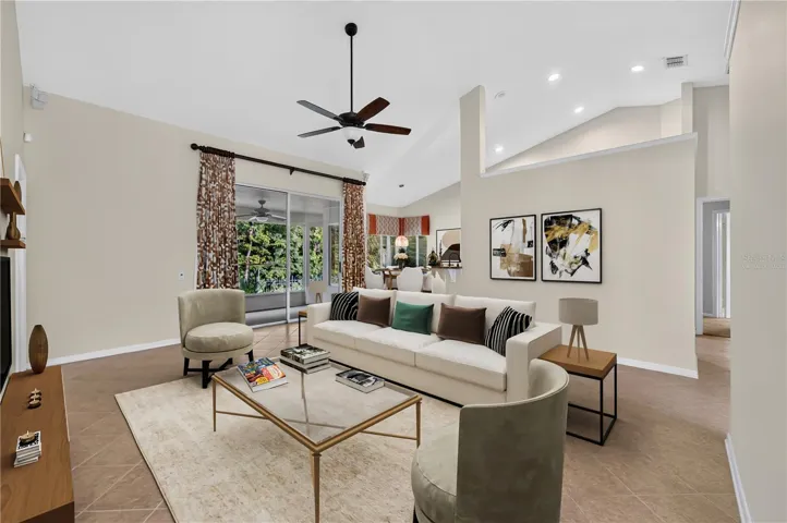 Virtually staged family room