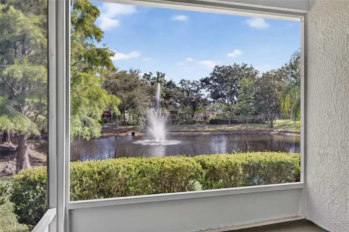 Pond views from enclosed porch