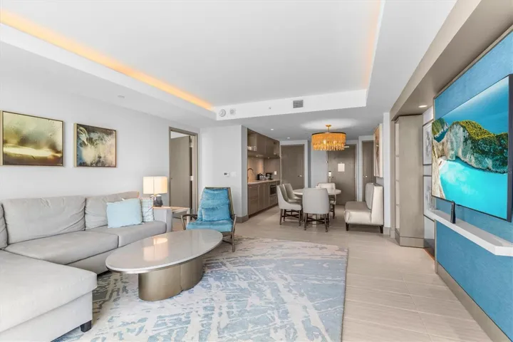 Living area with gorgeous views + pull-out sofa