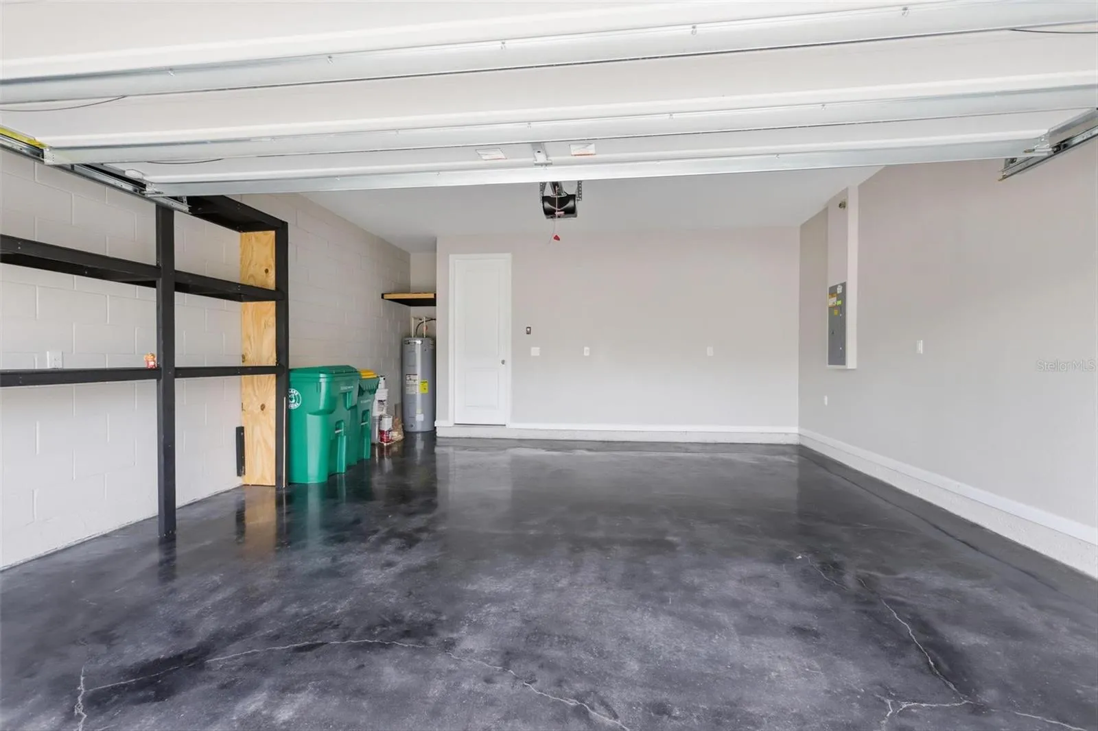 Garage with painted concrete