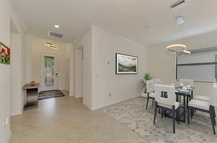 Virtually staged dining room.