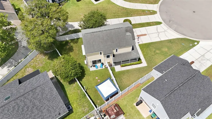 AERIAL VIEW OF YARD AND CUL-DE-SAC