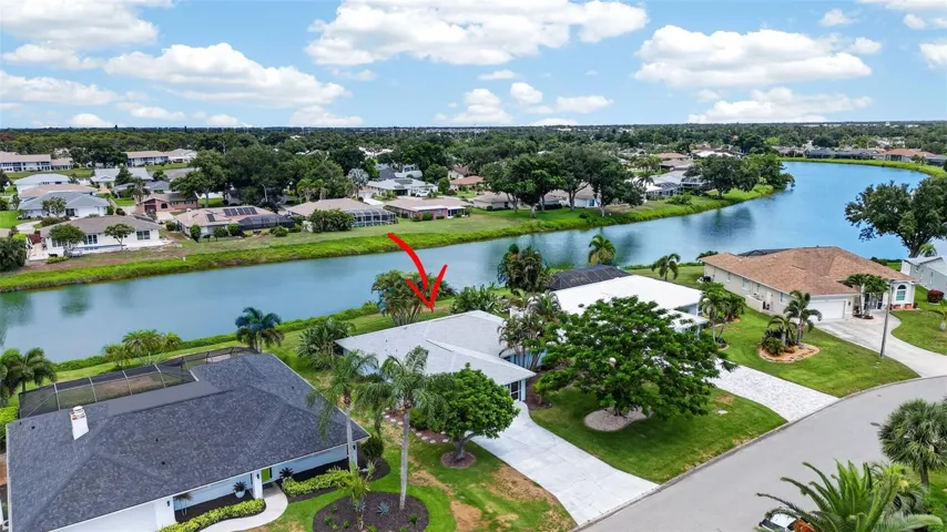 Aerial View of Home on Lake