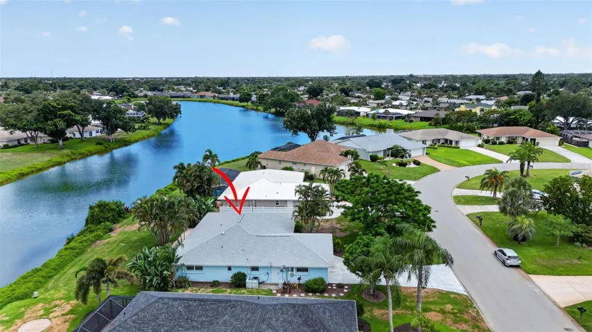 Aerial View of Home on Lake