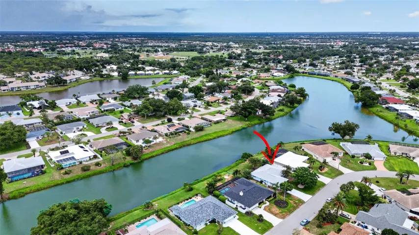 Aerial View of Home on Lake