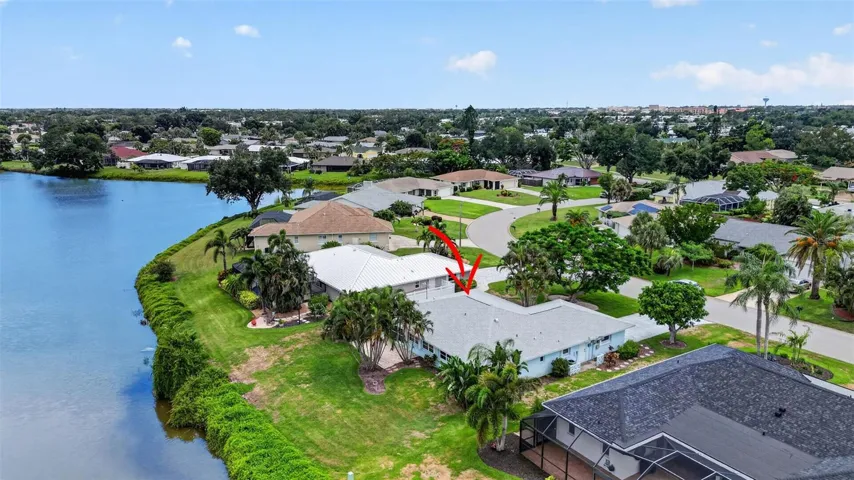 Aerial View of Home on Lake