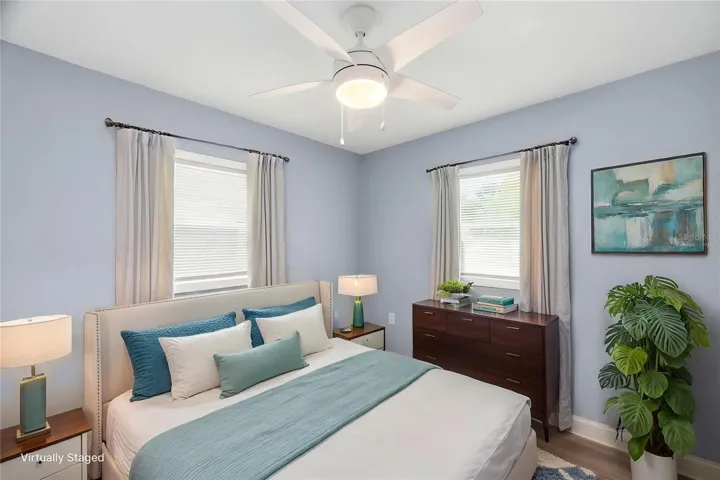 Virtually staged guest bedroom