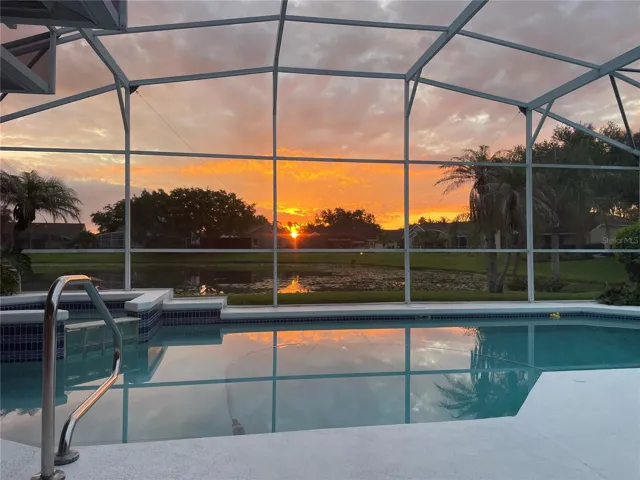 Pool Area with Sunset