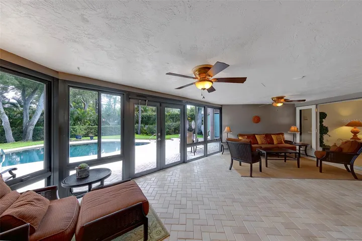 Enclosed space off the kitchen, living spaces