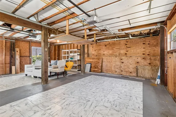 Oversized two-car garage.