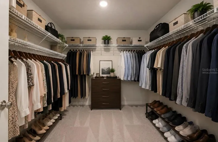 Virtually Staged Primary Closet