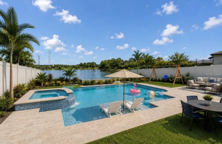 Virtually Staged Backyard oasis