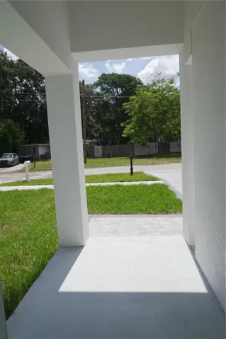 Looking out front door onto front patio