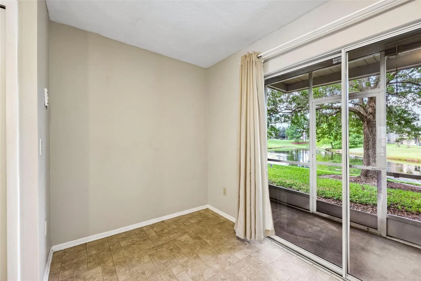 Breakfast nook has a pond view.