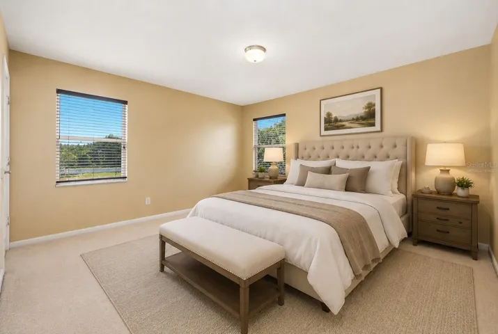 Virtually Staged Upstairs Bedroom