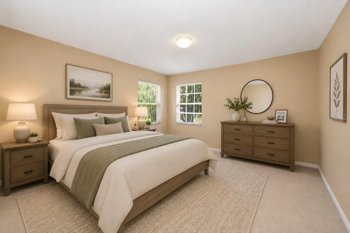 Virtually Staged Upstairs Bedroom