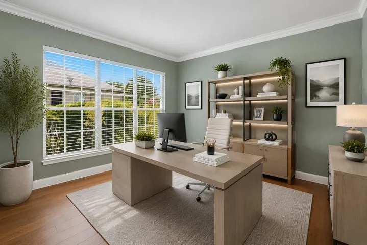 Virtually Staged Downstairs Office