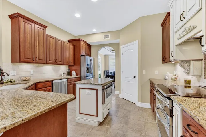island with the microwave; a well designed kitchen