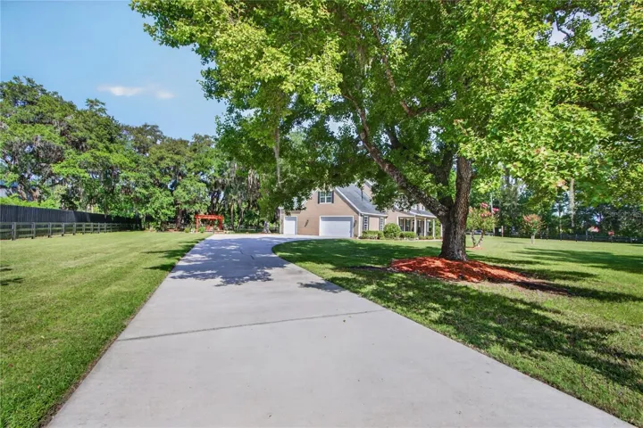 an awesomely large concrete driveway