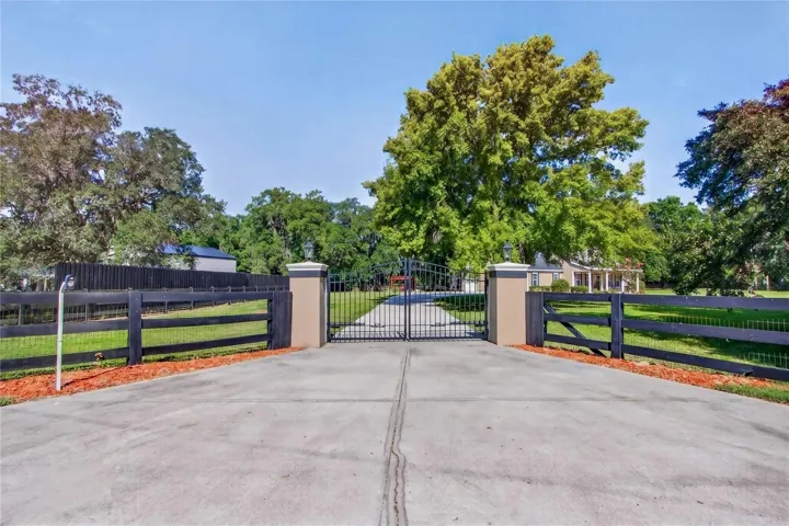 a grand, private entrance to the property