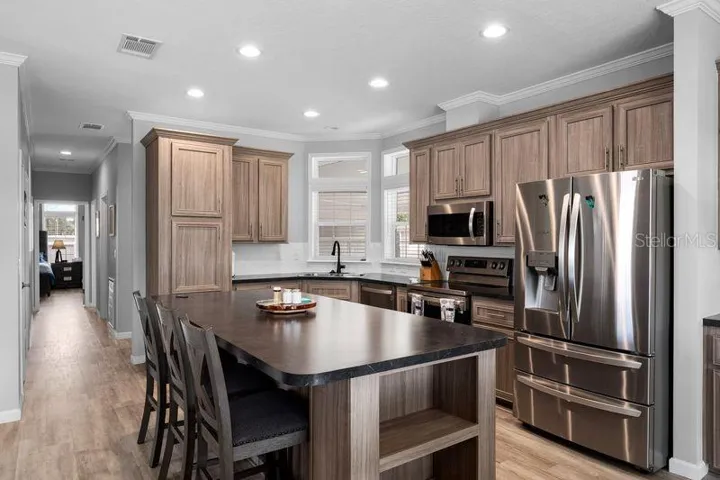 Island and kitchen view