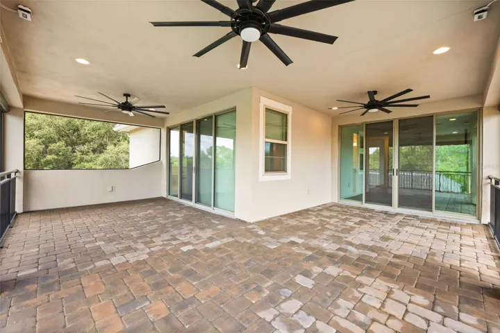 Upstairs balcony facing rear of home