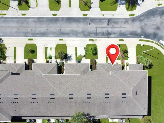 Aerial view of the home's roof.