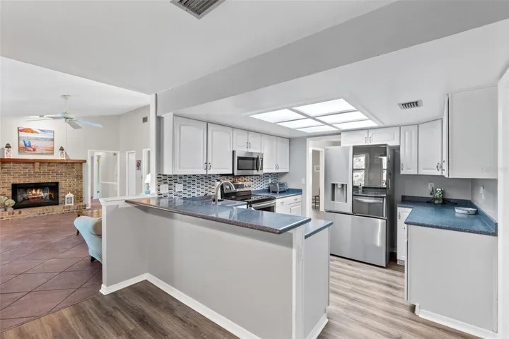 Bar seating at the kitchen counter
