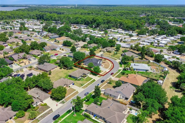 Aerial showing property boundary.