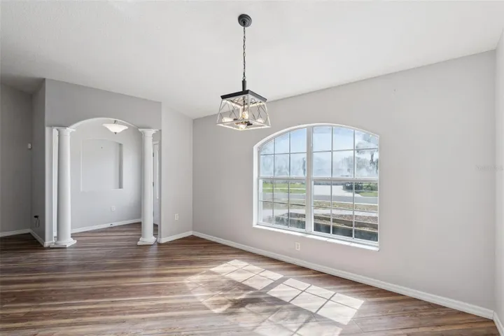 Dining Room shows the architectural features of the home.