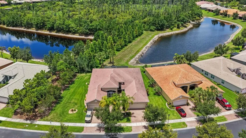 Front of house showing both pond views
