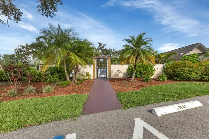 Pool entrance and parking