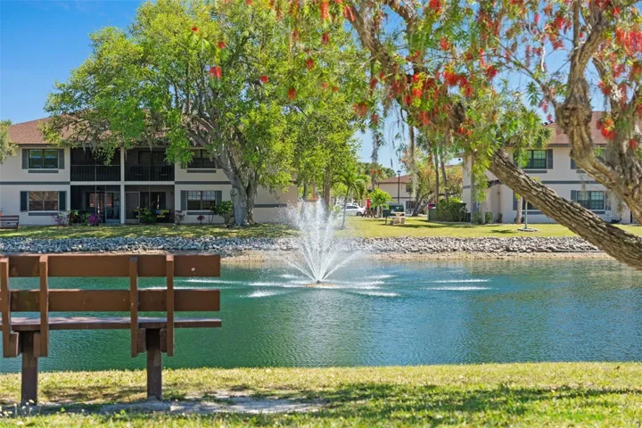 Lake with fountain