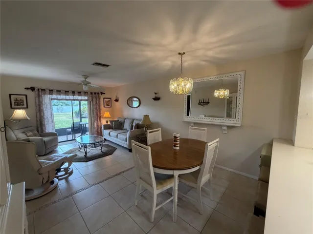 Living Room/Dining Room with Tile Flooring