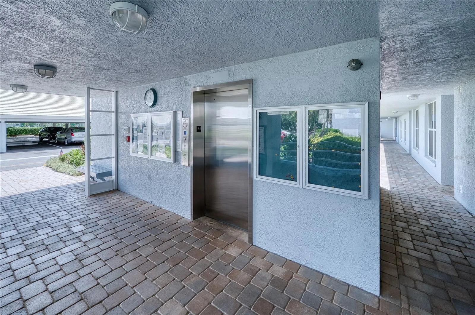 Lobby with newer elevator and upcoming activities