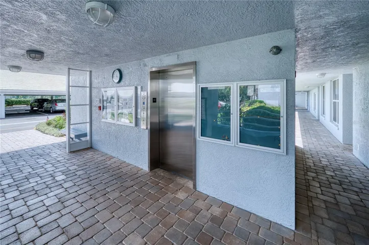 Lobby with newer elevator and upcoming activities