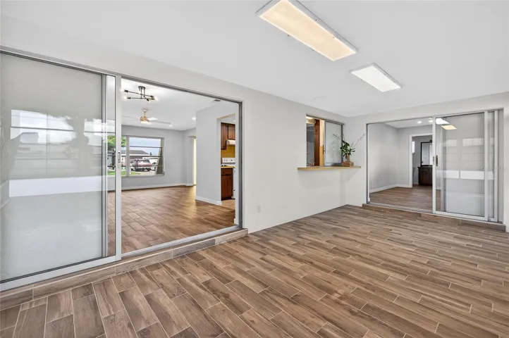 Pocket sliding doors from dining room and second bedroom.