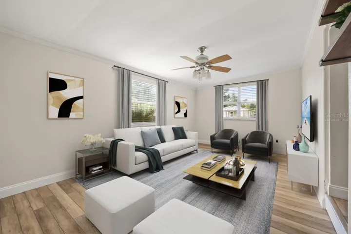 Virtually staged family room