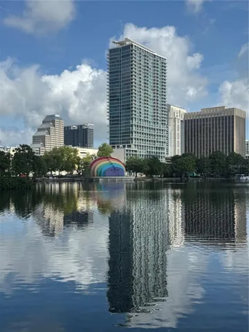 View from Lake Eola to building