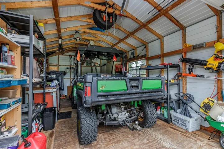 Inside shed