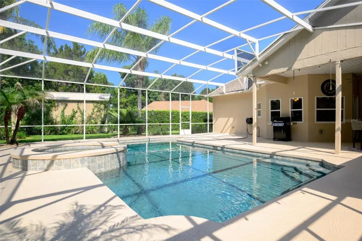 Large pool with separate hot tub