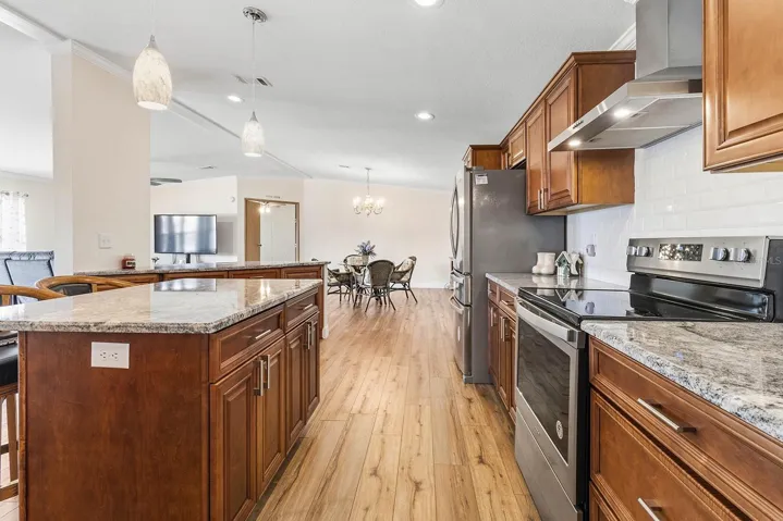 Kitchen and view of dining area