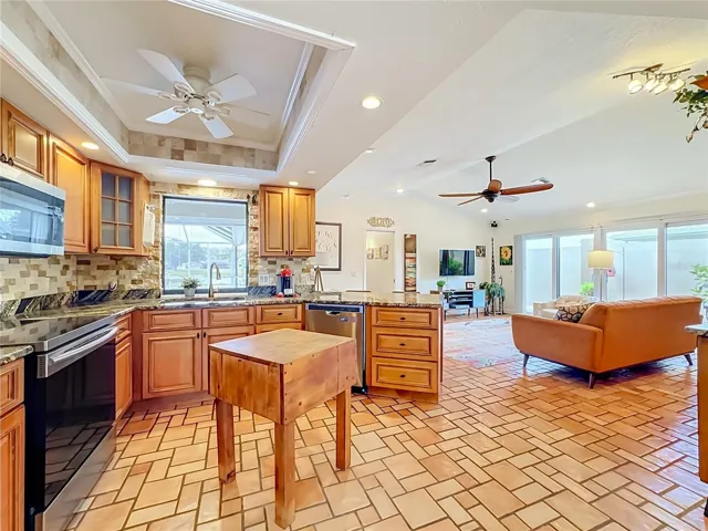 Family room is adjacent to the kitchen