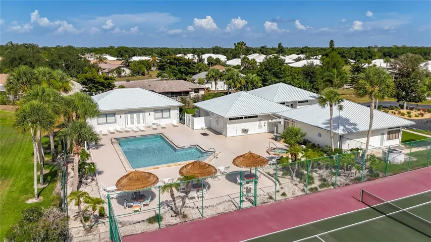 Pool, fitness center, meeting room and tennis/pickleball courts